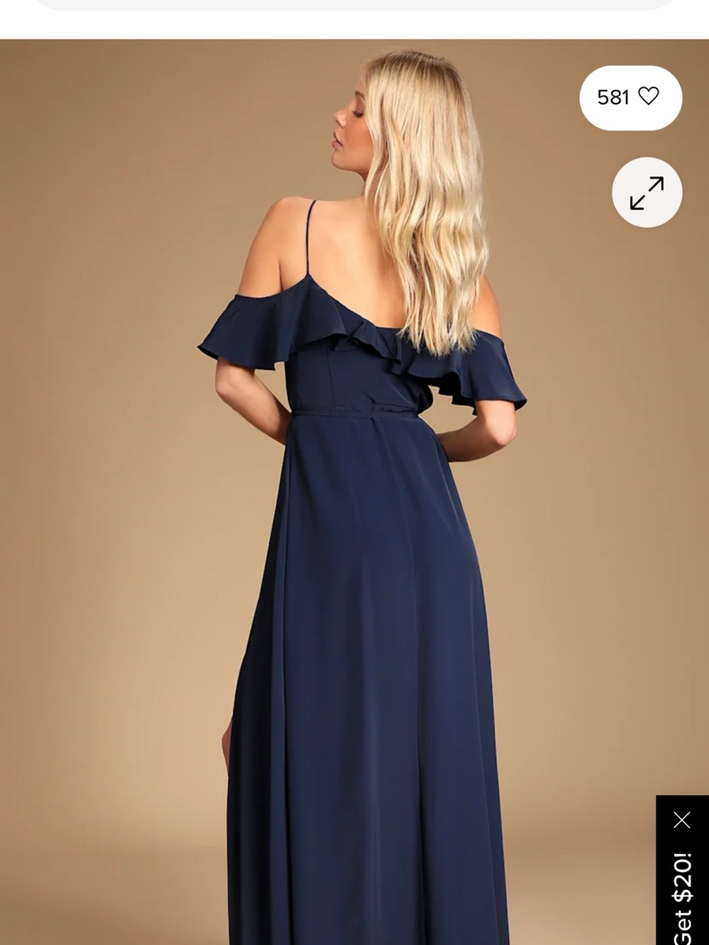 Lulu's Navy Ruffle-Shoulder Maxi Dress - Picture 4 of 8